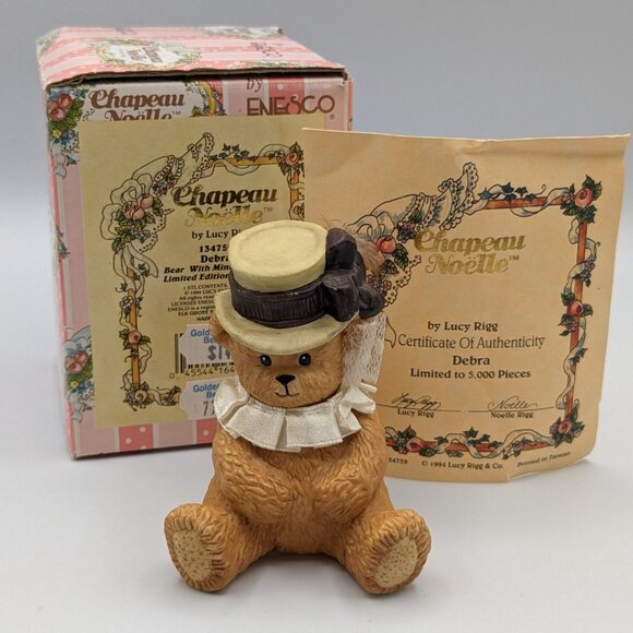 Vintage Chapeau Noelle by Lucy Rigg Debra Bear with Mini Top Hat Limited Edition - Picture 2 of 10